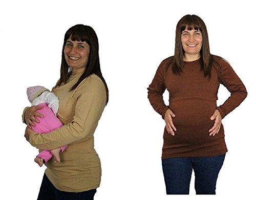 BabyTENS - Camiseta de manga larga - para mujer Marrón marrón XL 42/44