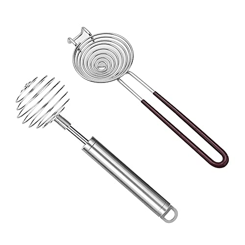 RAPOPSEY Egg separator - Egg Yolk White Separator Tool - Food Grade Stainless Steel Egg Separator, Kitchen Cooking Gadge, Stainless Steel Whisk (2PCS)