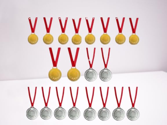 20 Medal 10 Gold + 10 Silver Medals 2 inch Pack of 20 Medals School Winners, Competition, Sports, Athletic Game and Corporate-image-44