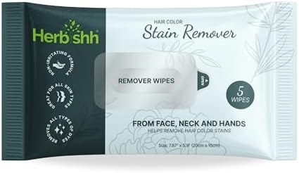 Herbishh Hair Color Stain Remover Wipes – Gentle Formula for Dye Cleanup – Easy Clean Hair Color Remover Wipes for Skin – Travel Pack With 5 Wipes – Safe and Skin-Friendly (Pack of 1)