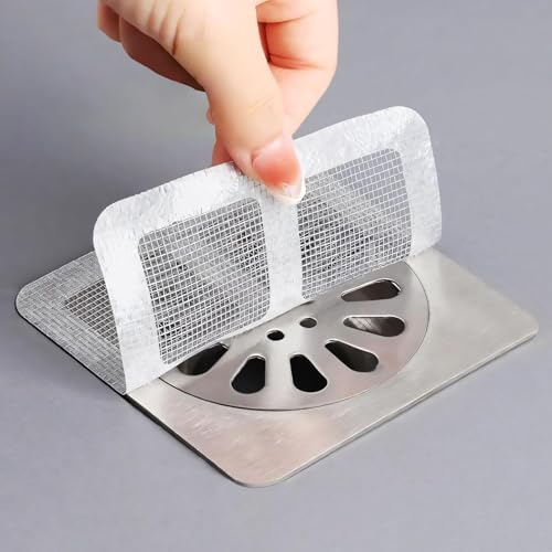 Image of Disposable Shower Drain Cover Hair Catcher Mesh Stickers, Bathroom, Bathtub Drain Kitchen Shower Drain Floor Sink Strainer Filter (20)