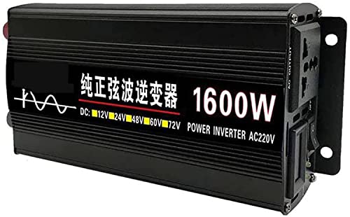 Conversor inversor de onda sinusoidal 1600 W 2000 W, inversor de coche, 12 V / 24 V a 220 V 230 V 240 V AC salidas de CA Dc to Ac (60 V, 1600 W)