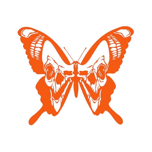 Pegatinas creativas con forma de calavera y mariposa for coche, decoración parachoques ventana carrocería, accesorios vinilo(Orange,16cm*14cm)