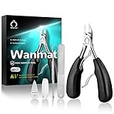 4PCS Toe Nail Clipper for Ingrown or Thick Toenails,Toenails Trimmer and Professional Podiatrist Toenail Nipper for Seniors with Surgical Stainless Steel Sharp Blades Soft Grip Handle Wanmat