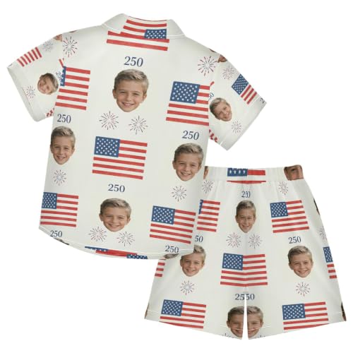 Image of 3T Toddler Boy Shorts Set Teal Hawaiian Button Down Shirts Summer Outfits for Little Boy