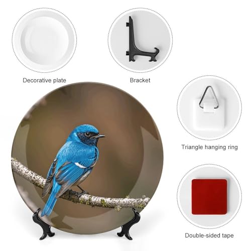 Plato decorativo Blue Bird de porcelana 7 in miniatura 3