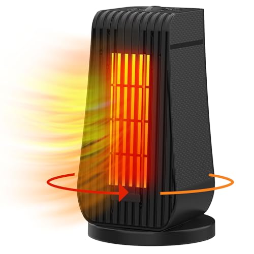 Qoosea Radiateur Soufflant Portatif 1200W 3s Chauffage Rapide PTC Mini Radiateurs 3 Modes de...