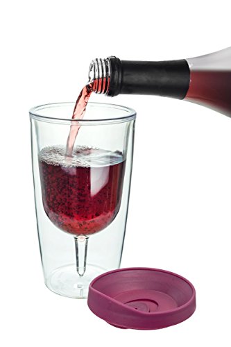 Southern Homewares Insulated Vino Double Wall Acrylic with Red Drink Through Lid Wine Tumbler (Set of 2), 10 oz, Merlot
