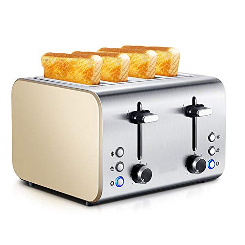 DAETNG Toaster 4 Slice, Retro Edelstahl klein mit Bagel, Abbrechen, Auftaufunktion, Aufwärmen mit extra breitem Schlitz…