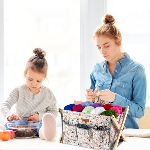 Image of Hanfetch Yarn Caddy Large Size Yarn Storage Organizer for Yarn Skeins-Organizer for Crochet Hooks Knitting Needles Other Accessories