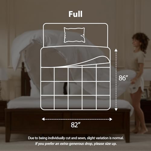 Image of Pacific Coast Goose Feather Down Fiber Comforters Full Size, Extra Fluffy White Duvet Insert, Ultra-Soft, Breathable, All Season Hotel Luxury Bedding Comforters, 8 Corner & Center Loops (82 inchx86 inch)