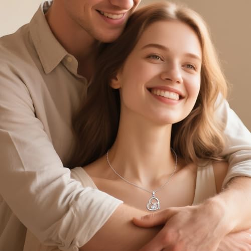 Image of Heart Necklace 925 Sterling Silver Animal Pendant Cute Heart Jewelry Gifts for Women Animal Lover