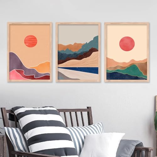 Image of kotart Boho Wall Art Framed Poster for Home Decoration - Living Room, Bedroom - Big Size Painting Set of 3 (Art 5, 19x25 inch)