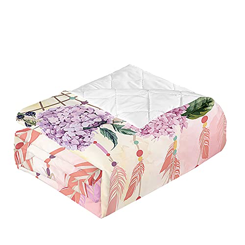 Couvre-lit attrape-rêve 3D rose 230x260 cm en microfibre douce réversible - 6