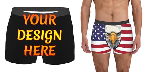 Custom Men's Boxer Briefs with Photo Personalized Underwear for Men Customized Cool Comfortable Boxer Shorts, Small-XX-Large