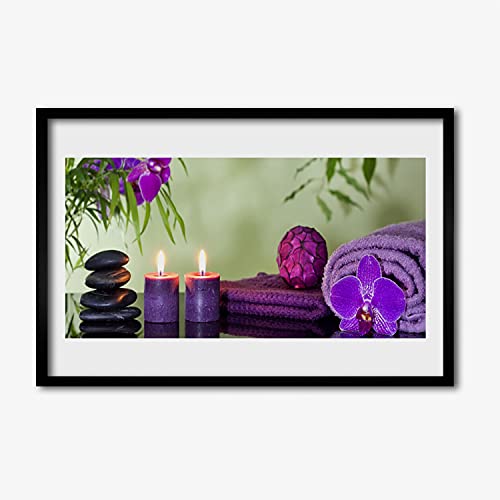 Cadre en MDF haut de gamme et affiche murale 60x40 cm au design Stones Bougies