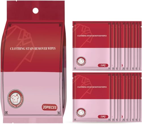 20Pcs Clothing Stain Remover Wet Wipes - Individually Packaged for Clothes, Shoes, and Beds, Non Washing And Stain Removing Wet Wipes For Down Cotton Leather Jacket Stain Remover (1)