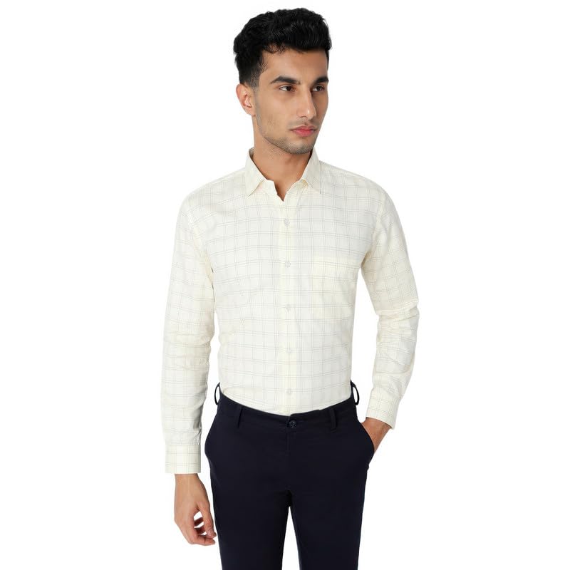 Image of MARK & ALBERT 100% Cotton Full Sleeves Regular Fit Formal Shirt for Men Blue