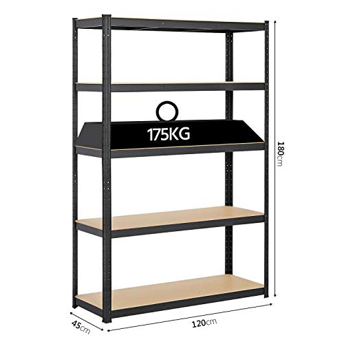Yaheetech Schwerlastregal 180 x 120 x 45 cm Lagerregal 5 Böden Metall Regal Max. Belastbarkeit : 875kg