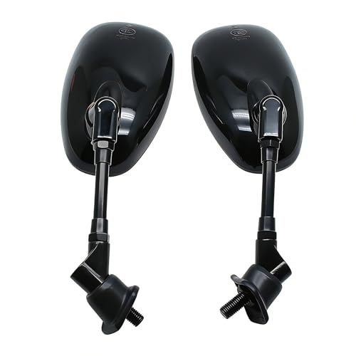Image of MZS Motorcycle Rear View Mirrors, Universal 10MM 8MM Handlebar Rearview Side Mirror Adjustable Black Compatible with Cruiser Chopper Touring Street Naked Bike Scooter