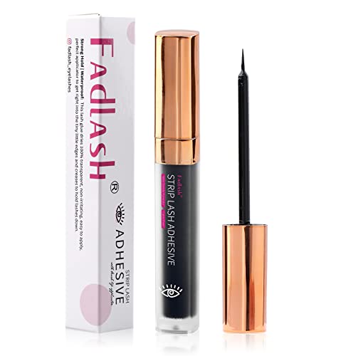 FADLASH Black Eyelash Glue for Lashes Super Strong Hold Lash Glue Best Eye Lash Glue Sensitive Eyes Waterproof Eyelash Glue Hypoallergenic Strip Lash Glue Latex Free Lash Adhesive 5.5ml 0.18 Fl. OZ