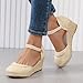 Womens Closed Toe Sandals Espadrilles Wedge Sandals for Women Dressy Summer Canvas Ankle Strap Sandal with Arch Support Casual Lightweight Slip On Fashion Wedding Sandal