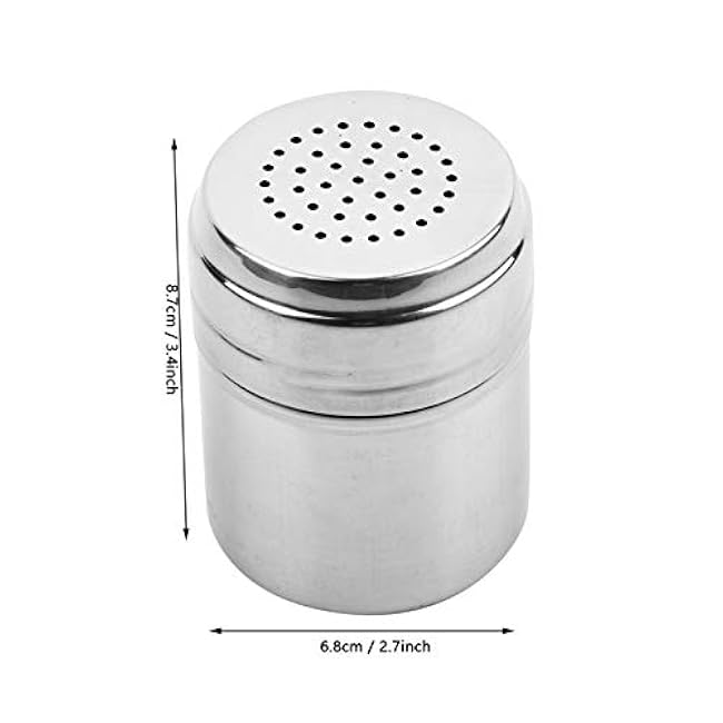 BORDSTRACT Salt Sugar Shaker Duster, Stainless Steel Dredge Powder Bottle Shaker Sifter, Seasoning Spice Condiment Salt Pepper Chili Coffee Powder Shaker for Cooking Baking(L)
