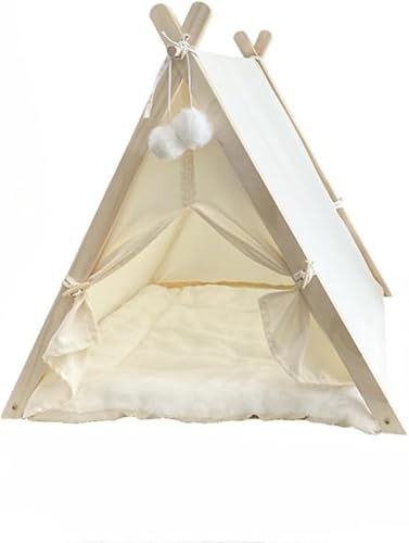 AZIEBAY ペットハウス、小型犬/猫、豪華なマットレス付き、洗える、組み立て簡単、木製、かわいい、スタイリッシュ、絶妙