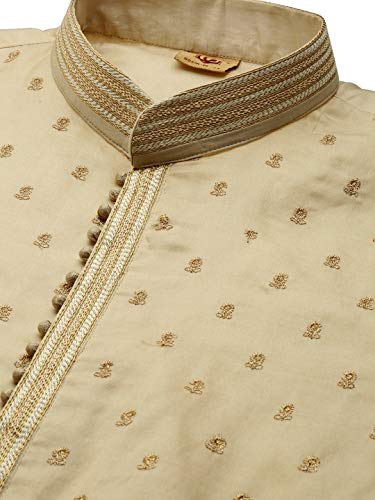 Image of Manyavar Men's Hand Embroidered Kurta Set (2pcs) with Minimalist Motifs