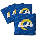 YouTheFan Officially-Licensed NFL Los Angeles Rams Set of 4 Cornhole Bags - All Weather Regulation 6” x 6” Size - 16oz Weight - Designed in USA