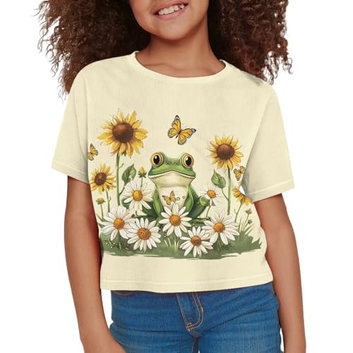 Image of Kids Crop Top Short Sleeve T-Shirts for Girls Size 5-14