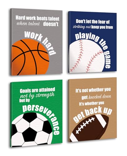 Framed Basketball Art Prints,Sport Motivational Quote Wall Art Set of 4