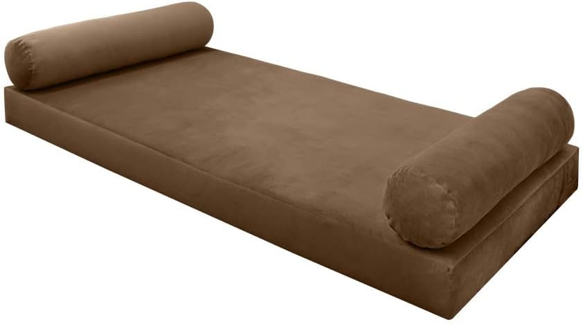Prolinemax Style V5 Full Size Knife Edge Velvet Indoor Daybed Mattress Bolster Pillow Complete Set AD308