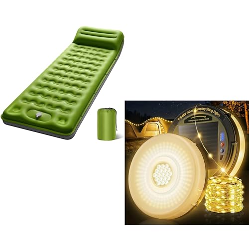 OGERY Ultralight Inflating Sleeping Pad&Solar Camping String Lights