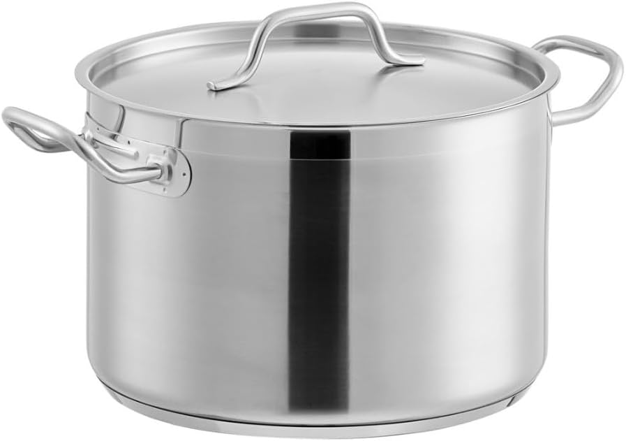 Soro Essentials- 12 qt. Stainless Steel Stock Pot with Lid- Encapsulated 4mm Base Heavy Duty Induction Ready Large Stock Pot Stew Pots Simmering Soup Pots Oven Safe Commercial Kitchen Restaurant