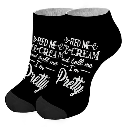 Feed Me Ice Cream And Tell Me I'm Prettys Athletic Socks Athletic Socks Youth No Show Sock Fashionable Sock2