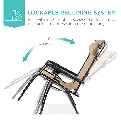 Best Choice Products FBA_SKY2337 Folding Zero Gravity Outdoor Recliner Patio Lounge Chair W/Adjustable Canopy Shade thumb #2