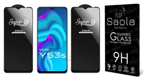 Image of Saola Hd+ Oleophobic Tempered Glass Screen Protector For Vivo Y53S Smartphone (Pack Of 2) With Free Installation Kit. Full Screen Coverage - 6.58 Inch