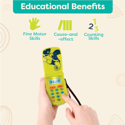 B. Toys BX2367Z Spielzeugschlüssel & Handy – 2er Spielzeughandy und Autoschlüssel – Sensorik Spielzeug rote Schlüssel & grünes Kinder Telefon – ab 10 Monaten – FunKeys + Hellophone Set, Multi, Medium