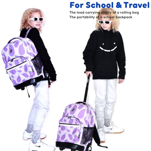 Image of J World Sunrise Kids Rolling Backpack with Wheels for Girls Boys, Roller Bookbag for School, 18 x 13 x 9 Inches, New Flamingo