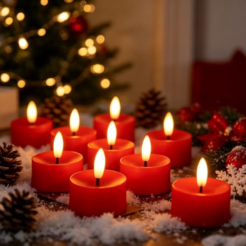 Image of QIDEA Red LED Battery Operated Tea Lights 12 Pack for Halloween Xmas Decor