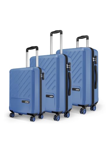 Image of Safari Symphony Set of 3 Trolley Bag Hard Case Polypropylene, 8 Spinner Wheels, 360 Degree Wheeling Carry on Luggage, Travel Bag, Suitcase for Travel, Trolley Bags for Travel, Steel Blue