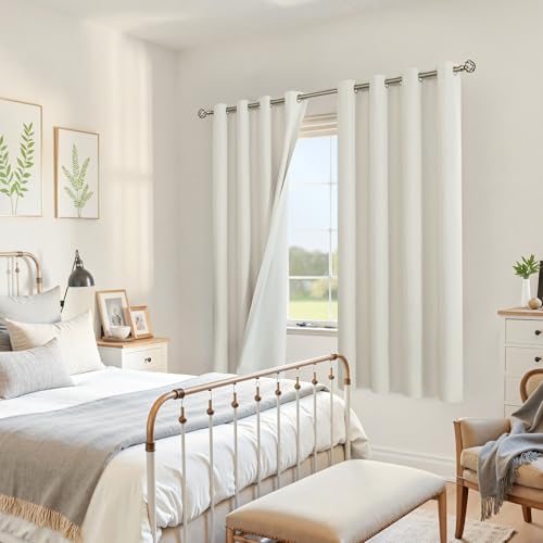 Image of YoungsTex Natural Linen 100% Blackout Curtains 68 Inch Length for Bedroom, Full Room Darkening Thermal Insulated Drapes with Grommet Privacy for Living Room Windows, 2 Panels, 52 X 68 Inch