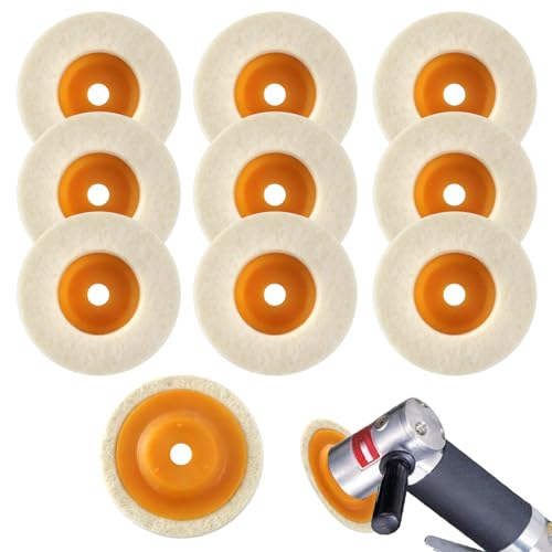 10 unidades de disco de pulido de 75 mm, amoladora angular, disco de lana, accesorio de pulido, amoladora angular, herramienta para pulir vidrio, acero inoxidable, cerámica, coche