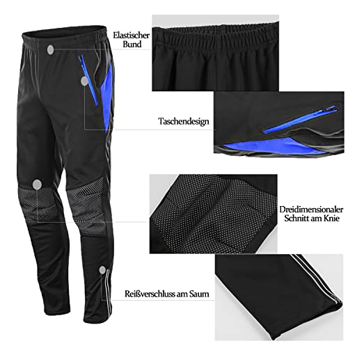 HOMTOL Hommes Ensemble Veste vélo hiver Thermique imperméable au vent Thermo Fleece Maillot vélo Ensemble Vêtements (FR/ES, Alpha/lettres, L, Taille normale, Taille normale, blau) – vue 3