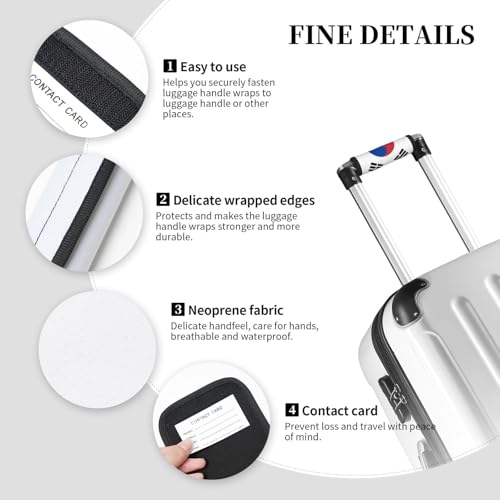 2 Pcs Luggage Handle Wraps, Flag of Republic of Korea Print Grip Handle Cover/Travel Bag Identifier for Suitcase Accessories3