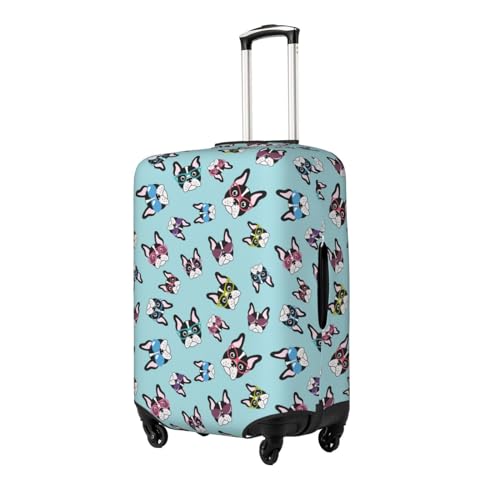 Funny French Bulldog Cute Luggage Cover Protector Anti-Scratch Washable Fits 18-32 Inch Luggage-Large2