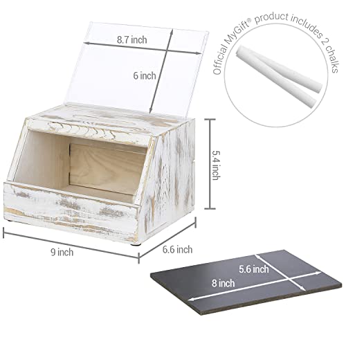 Mygift Shabby Whitewashed Solid Wood Suggestion Box With Lock, Interchangable Chalkboard And Acrylic Sign Holders, Comment Box Ballot Tip Collection School Fundrasing Dropbox #TOP5