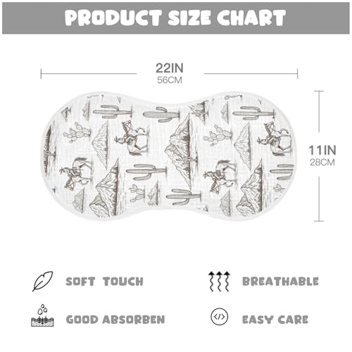 2 Pack Muslin Burp Cloths Cowboy Vintage Cotton Baby Burp Cloths Extra Absorbent and Soft Thick Burping Cloth for Baby Boys Girls, Large 22" x 11"2