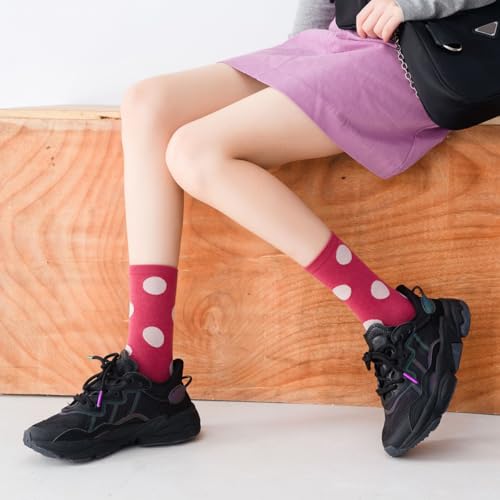 Image of DZALS Women Crew Socks Cotton Colored Boot Socks for Women Girls Ladies 6 Pairs, Size 5-9